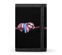 Transgender Sloth Trans Proud Trifold Men's Wallets with 8 Card Slots & Key Hook Slim Travel Purse Money Clip