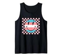 Transgender Smile Face Trans Pride Flag LGBTQ Groovy Women Tank Top