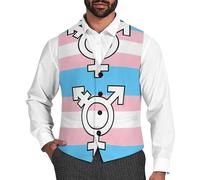 Transgender Symbol Flag Men's Suit Vest Formal Dress Waistcoat Vest Casual Business Vests for Suit Or Tuxedo M