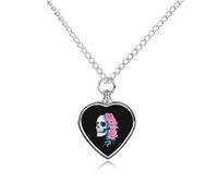 Transgender Trans Skull Roses Pet Ashes Necklace Heart Urn Necklaces for Dog Cat Cremation Jewelry Memorial Keepsake