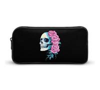 Transgender Trans Skull Roses Small Pencil Case Large Capacity Pen Bag Aesthetic Makeup Pouch Office Stationery Organizer 22 * 12 * 5cm
