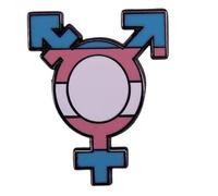 Transgender Trans Symbol Androgyne Mixed Male Mars Female Venus Pride Flag Colors LGBTQ 1.2" Enamel Pin Badge, 3.05 cm, Enamel, enamel