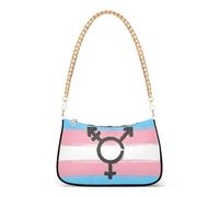 Transgender Transsexual Pride Symbol Flag Blue Designer Handbags Womens Lady One Shoulder Bag Moon Purse Hobo Bags Zipper Closure Chain Strap