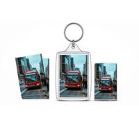 Transit Bus - USA/Canada | Urban Transportation Souvenir | City Travel Collectible | Public Transit Keychain, Magnet & Photo Cards (7 Pack)