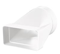 Transition Piece 55 x 110 mm Diameter 100 mm White PVC Pipe Connector Round Tube 100 mm Flat Duct 55 x 110 mm Ventilation System Connection Heating Cooling Air Conditioning Plastic Air Duct Round