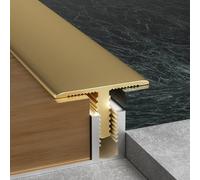 Transition profile for wood and tile floors, T-profile with skirting board for connecting joints and covering thresholds