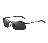 Transition Safety Goggles - UV400 Polarized Smart Photosensitive Metal Sunglasses | Men's Photochromic Riding Glasses | Day Night Outdoor Fishing Goggles.Grey Lens Changes Color.
