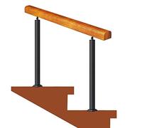 Transitional Handrail Picket Stair Railing Kit with Wood and Metal Wrought Iron Indoor Stair Rail Bannister Post Support Front Porch Hand Rail 51inch Installation Kit