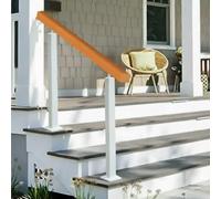 Transitional Wood & White Metal Stair Railing | Porch & Deck Handrail Kit for 2-3 Outdoor Steps(Height 85cm,140cm/55inch)