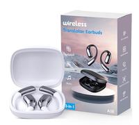 Translation Earbuds Real Time, AI Translator Earbuds, 3-in-1 Earbud Translator 144 Languages & Accents for Android iOS, Translation Earphones for Travel Business Learning (A38 White)