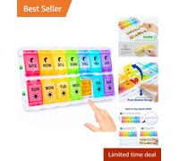 Translucent 14 Compartment Medication Box - Large Pill Organizer for Home/Travel