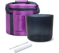 Translucent Black Textured Singing Bowl with Carrying Case Suede Mallet Crystal Striker and O-ring for Sound Healing Release Pressure Meditation,440Hz-7.25inch A3
