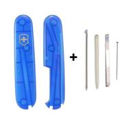 (translucent blue) Genuine Victorinox 91mm Scales Plus Handle Kit With Spares Tweezer Toothpick Pin