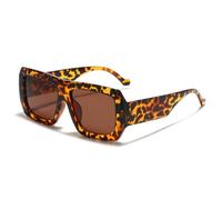 Translucent Brown Oversized Square Sunglasses, Chunky Frame UV400(02)