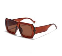 Translucent Brown Oversized Square Sunglasses, Chunky Frame UV400(03)