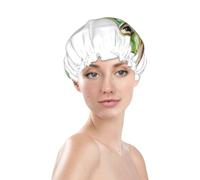 Translucent Glass Frog Perched On A Branch Prints Shower Cap Double Layer Lined Waterproof Bathing Shower Hat One Size