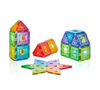 Translucent Polydron Kindermag Starter Set - Rainbow Coloured Magnetic Learning Tiles - Educational Construction Building Blocks Toy - 48 Pieces - 12 months +