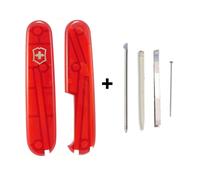 (translucent red) Genuine Victorinox 91mm Scales Plus Handle Kit With Spares Tweezer Toothpick Pin