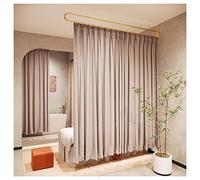 Translucent Room Divider Curtain Privacy Partition for Beauty Salons Brown 260cm with Golden Metal Rod Elegant Lightweight Versatile Home Decor Solution