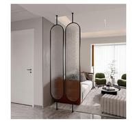 Translucent Tempered s Room Divider Panel Modern with Black e 7.5ft to 3ft Adjustable Partit for Home & Office Slish H-145cm/57in Design