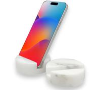 TransMarble Luxury Marble Cell Phone Stand Holder for Popular Smartphones (1 Pcs) - Real Solid Marble Mobile Phone Stands as Office Desk or Kitchen Countertop Decor (Starry White)
