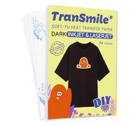 TRANSMILE Dark Transfer Paper Printable Heat Transfer Vinyl Black Fabric A4 100 Sheets Iron on Transfers for Inkjet & Laser Printer,Bright and Washable,No Smudging(TS-H-D3.0-100)