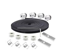 Transmission Belt Timing Belt Pulley Set 4pcs 20 Tooth 5meter 6MM GT2 Opening 2pcs Fixing Pieces DIY Kit 3D Printer Parts Drive Belts
