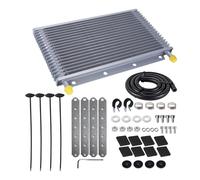Transmission Oil Cooler Engine Radiator 9.6mm 3/8" 19 Row 25 Row 32 Row Aluminum Transmission Oil Cooler Kit Universal Barb Tube Fin With Installation Kit(19 Row Silver)