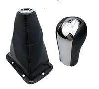 Transmission Shift Knob, XEBRAD Gear Knob Chrome Gear Shift Knob Leather Gaiter Cover Case Collar, Replacement for Toyota, for AVENSIS T25 MK2 II 2003-2009 Car Styling Accessories(Black 6 Speed)(