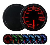 Transmission Temperature Gauge - 7 Color 80-260 F Trans Temp Gage 52mm 2-1/16" LED Backlight Black Meter Dial with Temp Sensor Fit for Truck