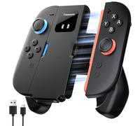 TRANSNOVO Charging Grip for Nintendo Switch 2 Joycon (2025), Magnetic Snap-On Charger with USB-C Cable, LED Indicator, Anti-Slip Ergonomic Grip, Reinforced Back Support, Travel-Friendly - Black