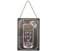 Transomnia Funny Door Plaque Sign - If at first you don't succeed.try try a Gin
