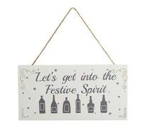Transomnia Let's Get Into the Festive Spirit Christmas Glitter Plaque Sign