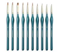 Transon 10pcs Fine Detail Miniature Art Painting Brush Set for Acrylic Watercolor Craft Rock Face Painting Green