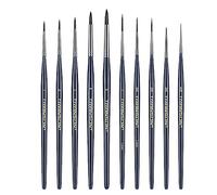 Transon 10pcs Small Detail Miniature Model Painting Brush Set for Acrylic Watercolor Gouache Ink Tempera and Body Painting