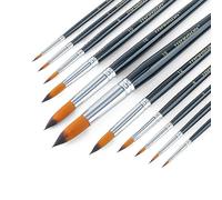 Transon 11pcs Synthetic Bristle Round Paint Brush Set Complete Collection for Watercolor, Acrylic, Gouache, Ink, and Tempera Painting
