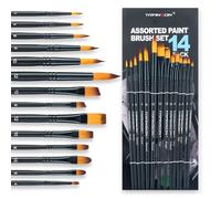 Transon 14pcs Artist Paint Brushes for Acrylic, Watercolor, Gouache, Oil and Hobby Painting Black Color