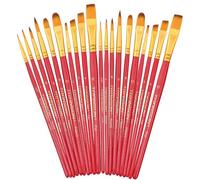 Transon 2-Pack 20pcs Art Painting Brush Set for Acrylic Watercolor Gouache Hobby Painting Pink Color