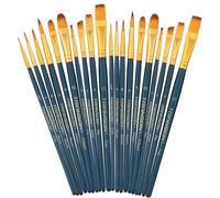 Transon 20pcs Art Painting Brush Set for Acrylic Watercolor Gouache Hobby Craft Face Rock Painting Green Black Color