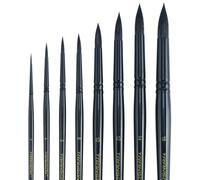 Transon 8pcs Round Watercolor Paint Brush Set Goat Hair for Watercolors,Acrylics,Inks,Gouache,Oil and Tempera Black Color