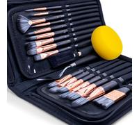 Transon Art Paint Brush Kit 16 Paint Brushes with Foam Brush Sponge Spatula and Art Case for Oil, Acrylic, Watercolor, Gouache, Painting Black Colour