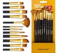 Transon Art Painting Brush Assorted Set of 12 for Acrylic Watercolor Gouache Hobby Painting