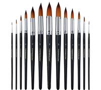 Transon Round Paint Brush 13pcs Synthetic Bristle Complete Set for Watercolor Acrylic Gouache Ink Tempera