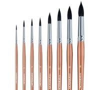 Transon Round Watercolor Detail Paint Brushes Goat Hair 8pcs for Watercolors,Acrylics,Inks,Gouache,Oil and Tempera