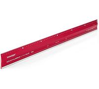 transotype Professional Cutting Ruler 60 cm Long Aluminium Ruler in Bright Red Non-Slip Heavy Duty with Steel Cutting Edge and Extra Wide 50 mm Aluminium Profile
