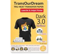 TransOurDream 200 Sheets A4 Upgraded 3.0 for Inkjet&Laser Printer Iron on Heat Transfer Paper for Dark Fabric Transfers for Black T-Shirts Printable Vinyl(Trans-03-200)