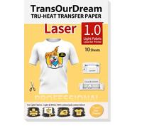 TransOurDream Laser Transfer Paper 10 Sheets A4 for Light Fabric | Iron on Transfers for Cotton Heat Transfer Paper White T-Shirt Easy to Use DIY Gifts(Laser-L1-10)