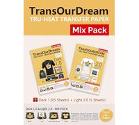 TransOurDream Mix Inkjet Transfer Paper 5 Sheets +5 Sheets | Heat Dark 1.0&Light 2.0 Iron on Vinyl Dark/Light Fabric Printable HTV(D1.0-5+L2.0-5)