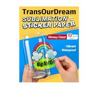 TransOurDream Sublimation Sticker Paper-10 Pcs 100% Glossy Clear Waterproof Sublimation Stickers 8.5x11 inch for Sublimation Inkjet Printer with Sublimation Ink,Decoration for Mugs,Tumbler(GC-10)