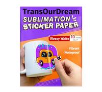 TransOurDream Sublimation Sticker Paper-10 Pcs Glossy White Waterproof Sublimation Stickers 8.5x11 inch for Sublimation Inkjet Printer and Ink,Heat Transfer Paper for Decoration on Tumblers(GW-10)